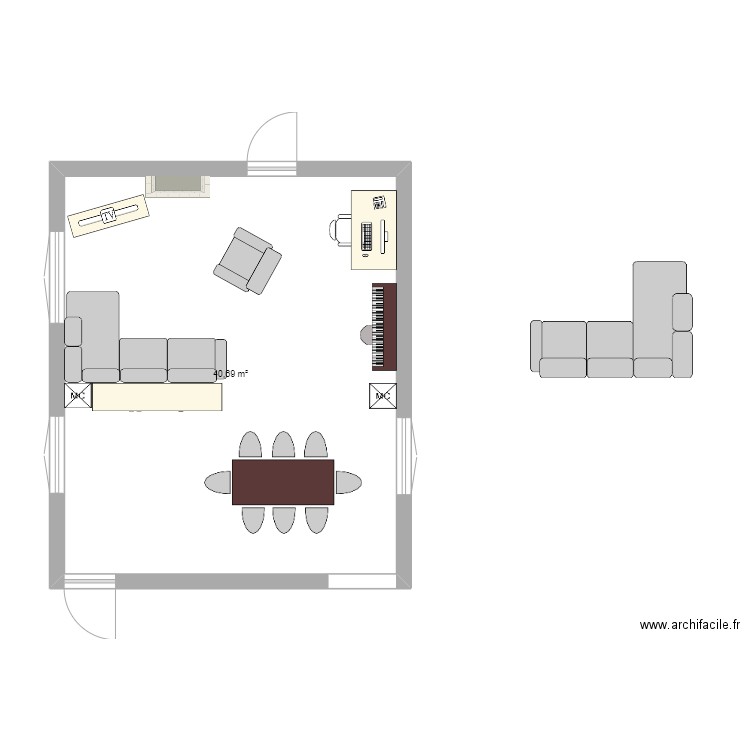 Premontre 2. Plan de 1 pièce et 41 m2