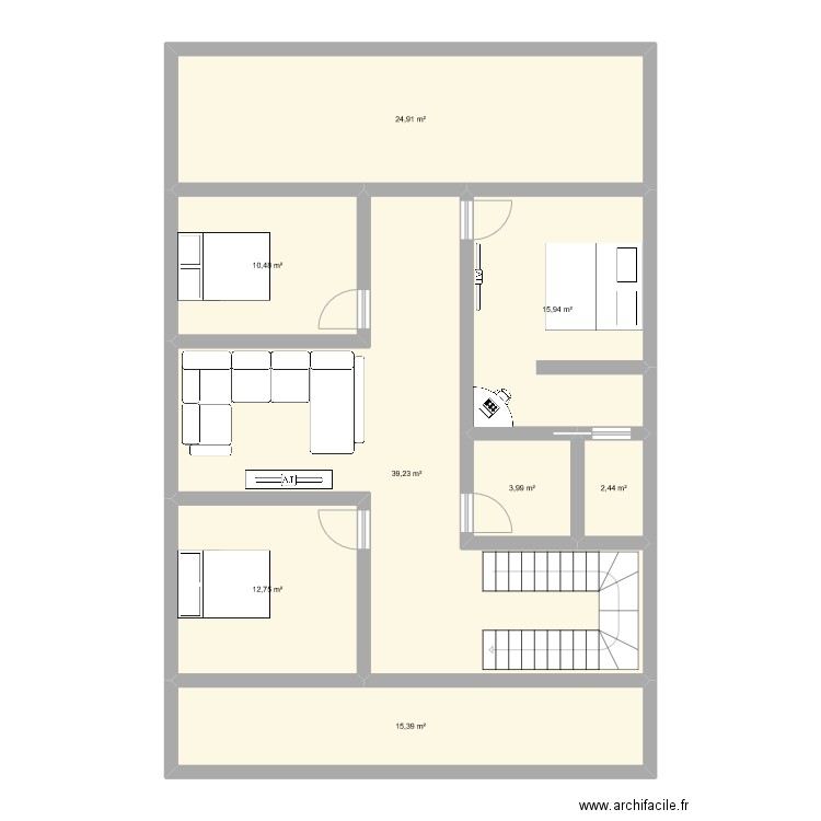 etage 1. Plan de 8 pièces et 125 m2