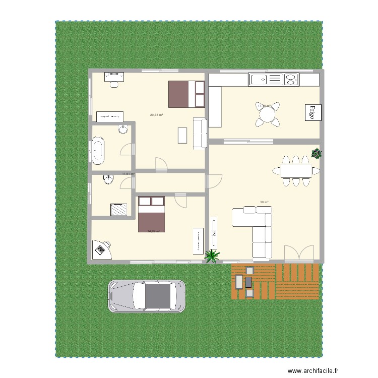 PROJET DOUDOU. Plan de 5 pièces et 94 m2