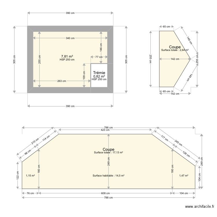 ML25002333 coupe . Plan de 2 pièces et 9 m2