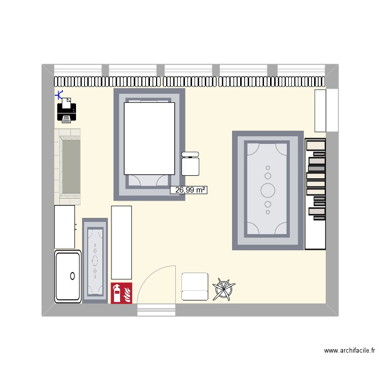 Atelier. Plan de 1 pièce et 27 m2