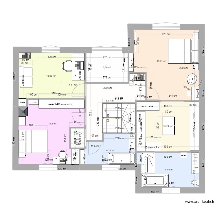 ETAGE 0924. Plan de 10 pièces et 95 m2