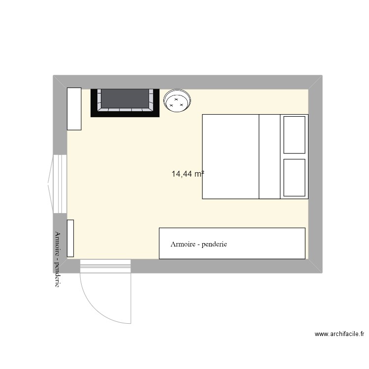 124 Legendre Parents. Plan de 1 pièce et 14 m2