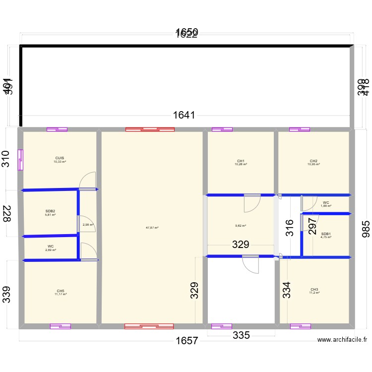 PLAN O22025. Plan de 12 pièces et 130 m2