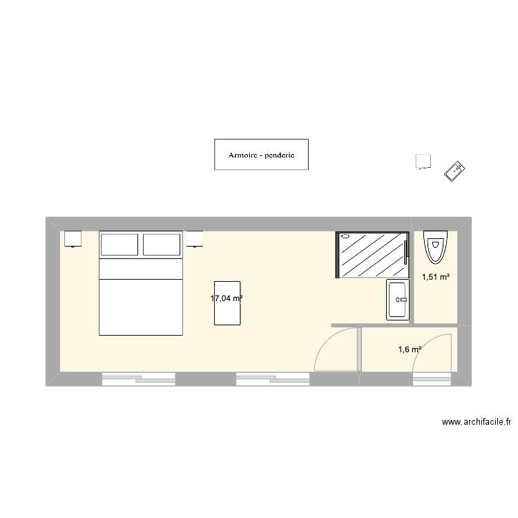 ESSAI 2. Plan de 3 pièces et 20 m2