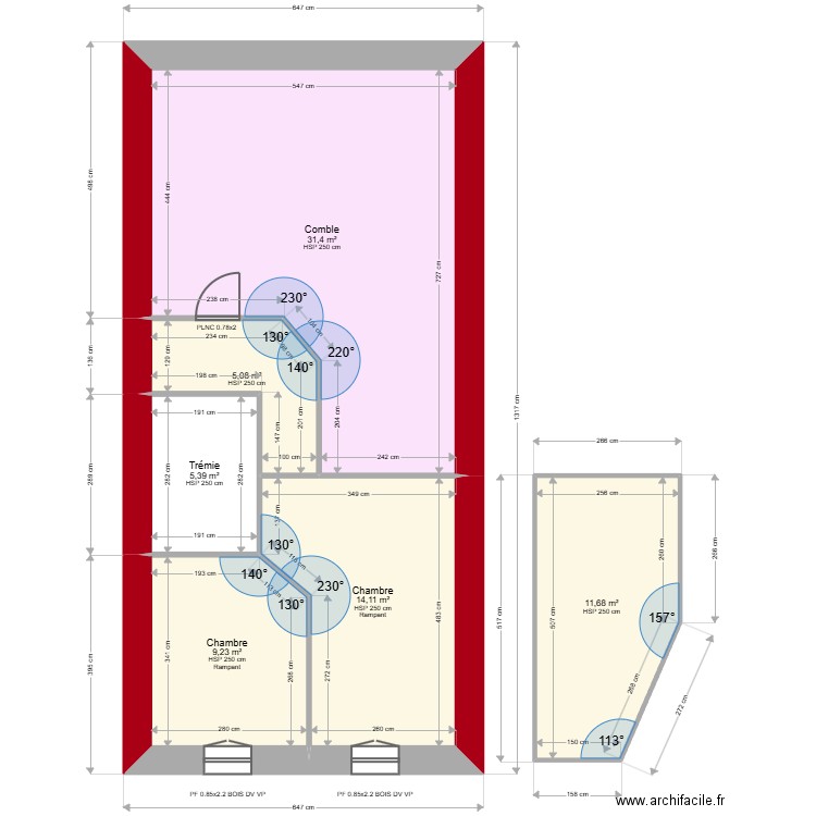 FRESCHI. Plan de 6 pièces et 77 m2