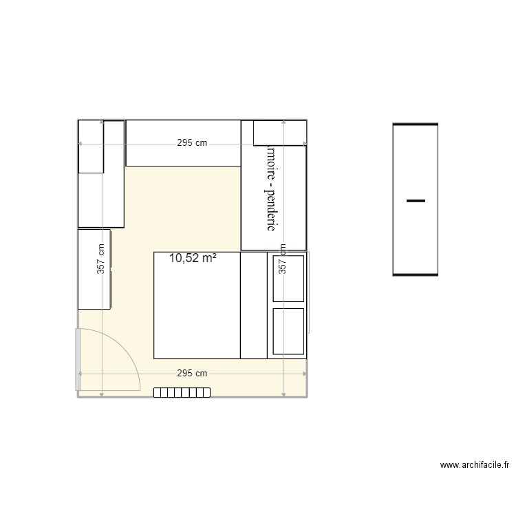 chambre 1.5. Plan de 1 pièce et 11 m2