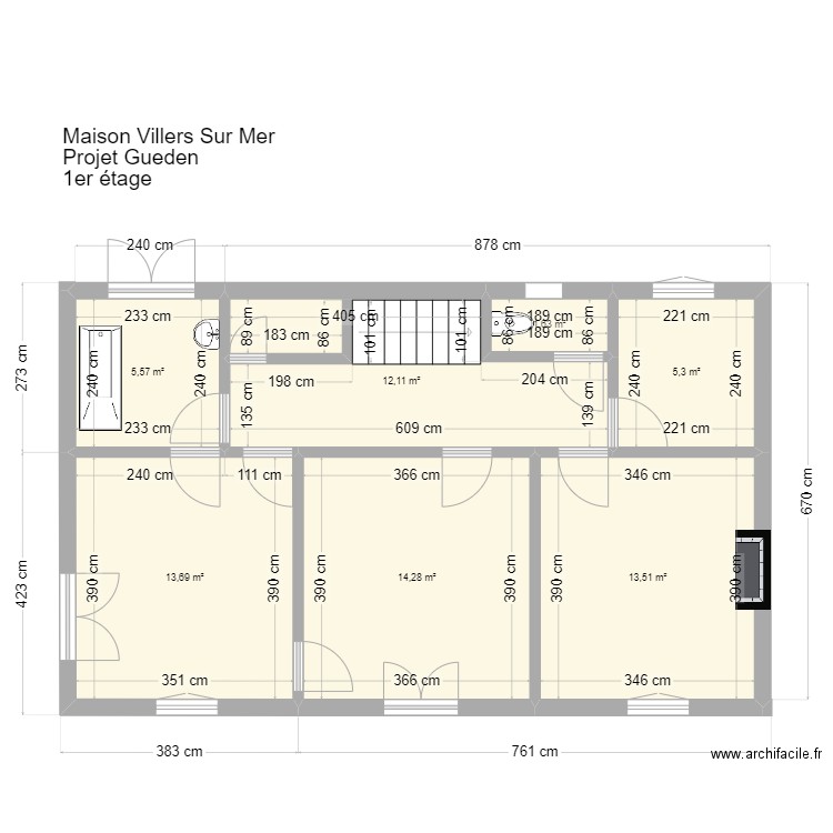 Villers 4.0 1er étage. Plan de 7 pièces et 66 m2