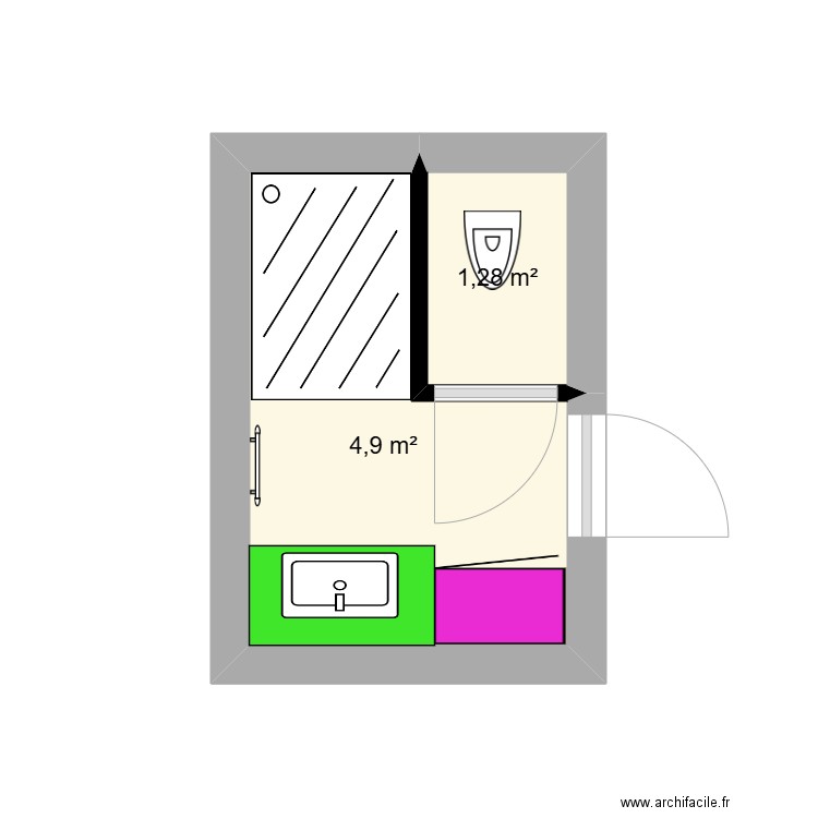 corse. Plan de 2 pièces et 6 m2