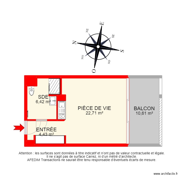 BI 18913 - . Plan de 7 pièces et 45 m2