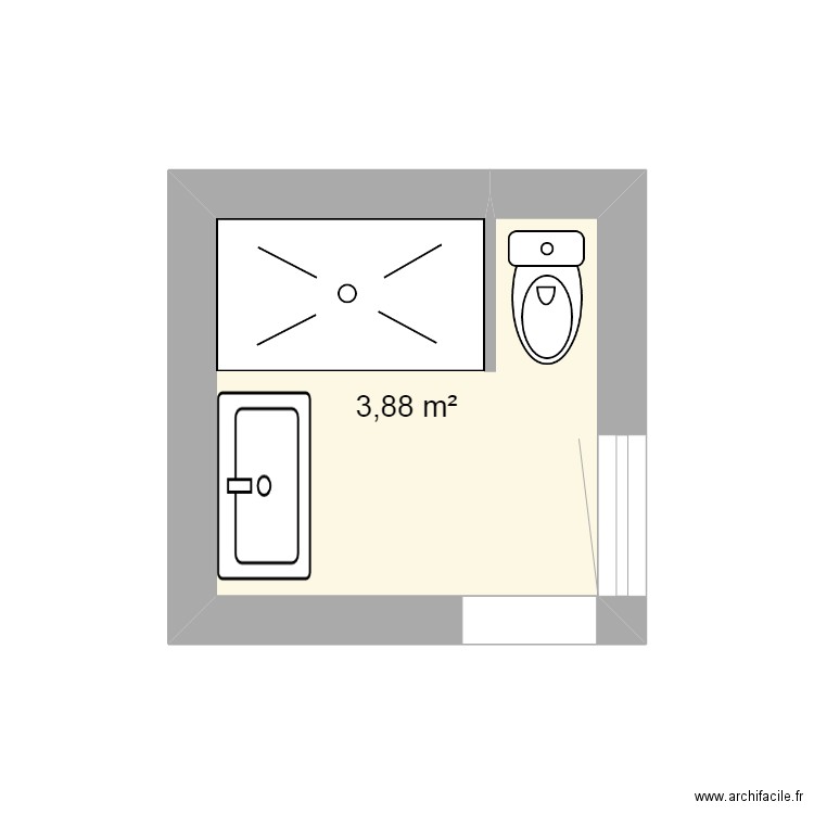 PLAN SALLE DE BAIN SOPHIE. Plan de 1 pièce et 4 m2