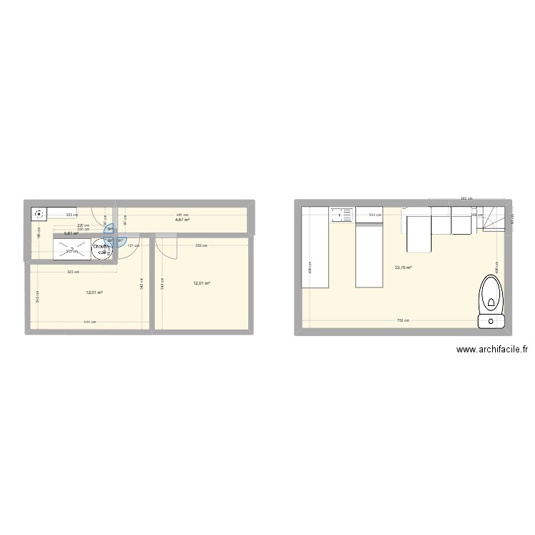 appartement. Plan de 5 pièces et 68 m2