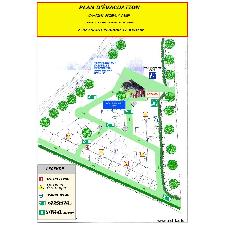 CAMPING ST PARDOUX. Plan de 28 pièces et 1958 m2