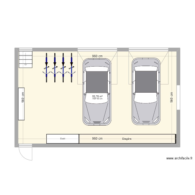 garage final. Plan de 1 pièce et 54 m2