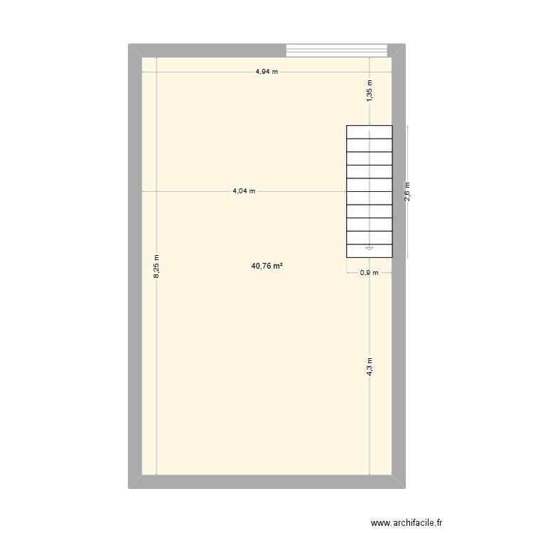 Bureau étage. Plan de 1 pièce et 41 m2