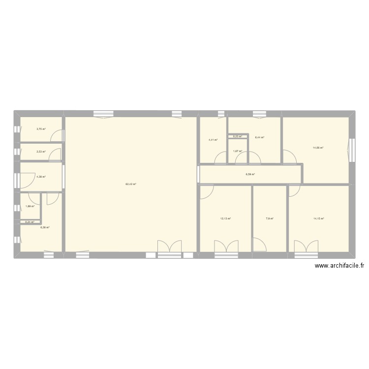 plan maison 1.22. Plan de 16 pièces et 149 m2