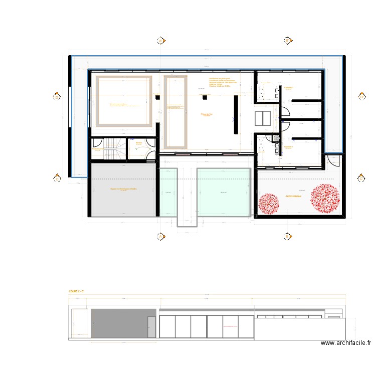 Lake House II. Plan de 11 pièces et 391 m2