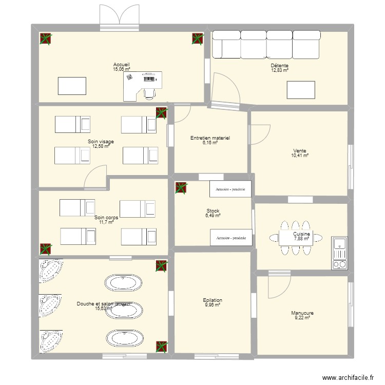 Sara. Plan de 11 pièces et 118 m2