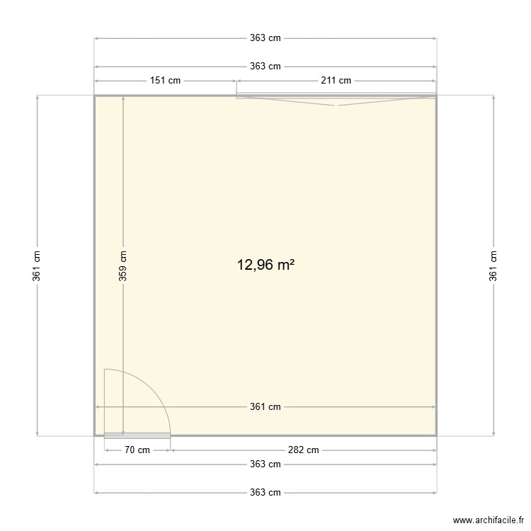 chambre mamie. Plan de 1 pièce et 13 m2