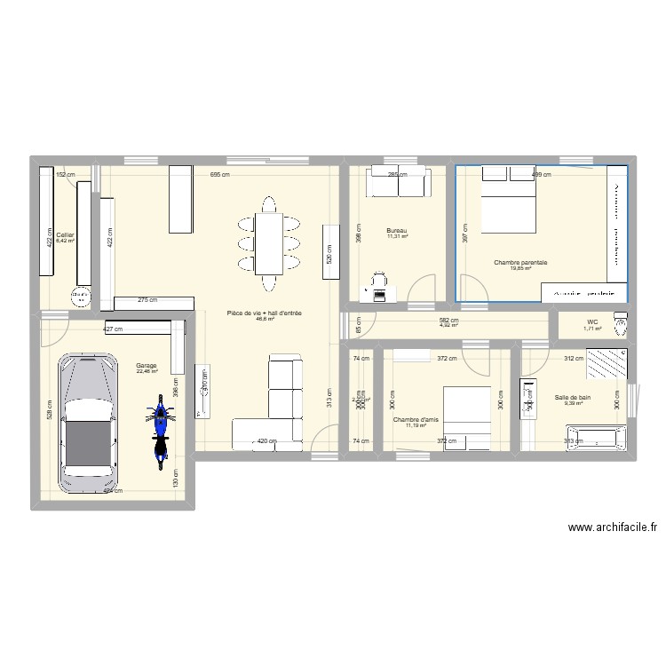 Maison 2. Plan de 10 pièces et 136 m2