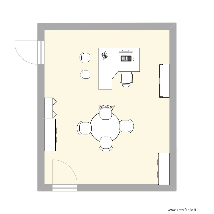 001. Plan de 1 pièce et 28 m2