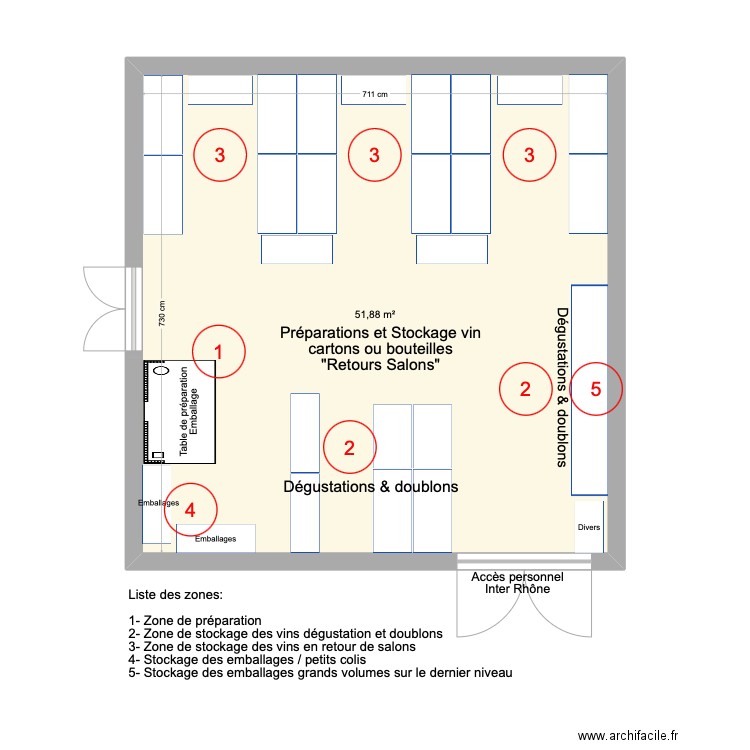 Zone B - 2024-12 . Plan de 1 pièce et 52 m2