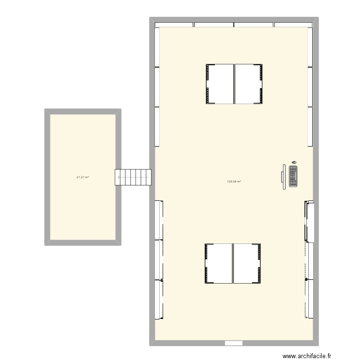 Plan magasin ERAM. Plan de 2 pièces et 150 m2