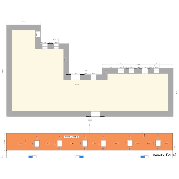 Romegoux DP Face Nord. Plan de 2 pièces et 373 m2