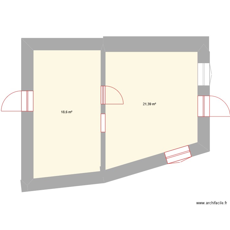 mgp rez de chaussee. Plan de 2 pièces et 40 m2