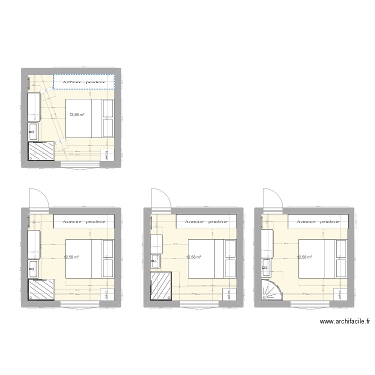 chambres rdc. Plan de 4 pièces et 50 m2