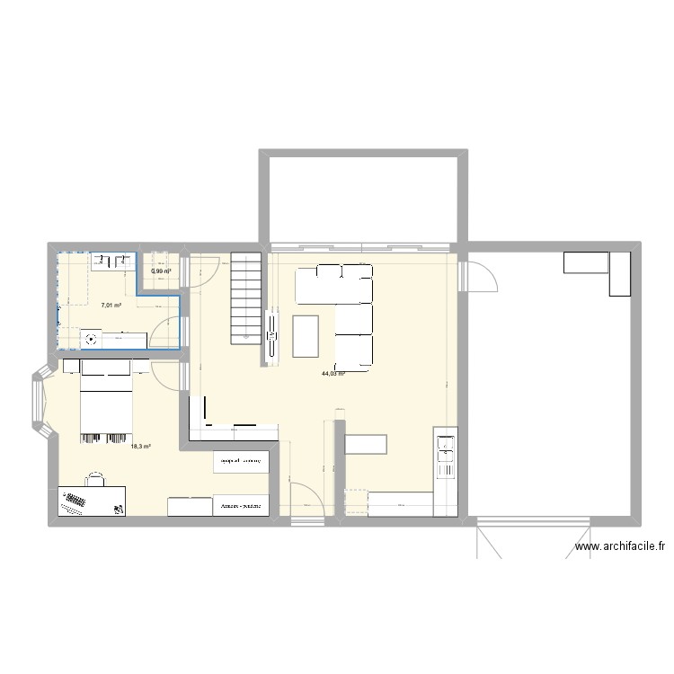 maison v3. Plan de 4 pièces et 70 m2