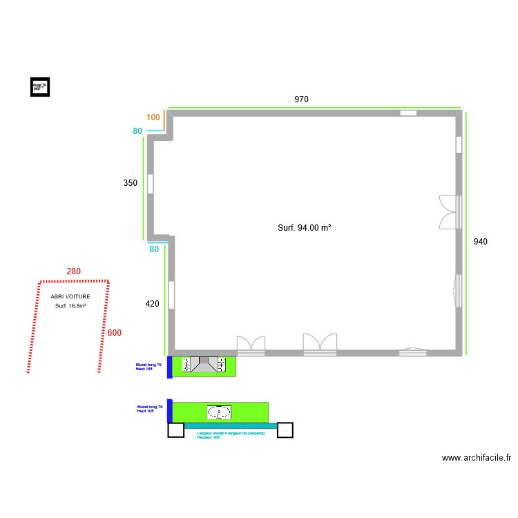 Rez-de-Chaussée MESURES CUISINE ETE. Plan de 0 pièce et 0 m2