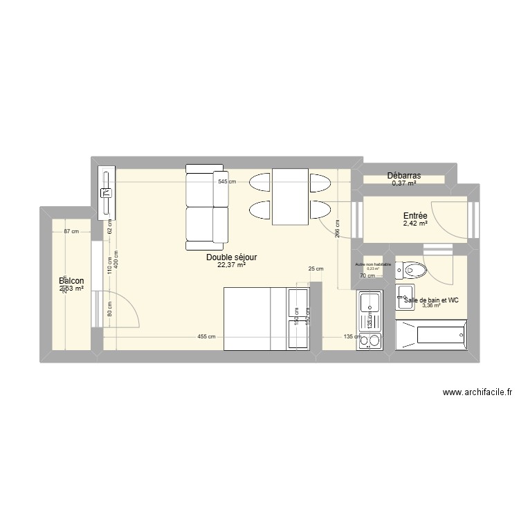 APPT. Plan de 6 pièces et 31 m2