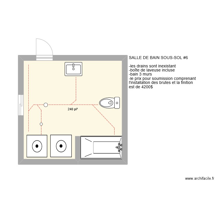 SDB SOUS-SOL #6. Plan de 1 pièce et 22 m2