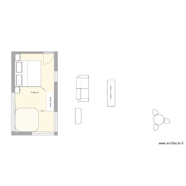 Studio_12. Plan de 1 pièce et 18 m2