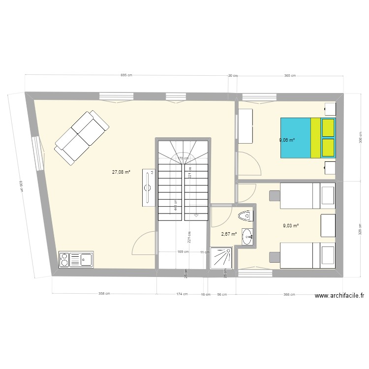 plan appart 2 bis 2. Plan de 4 pièces et 48 m2