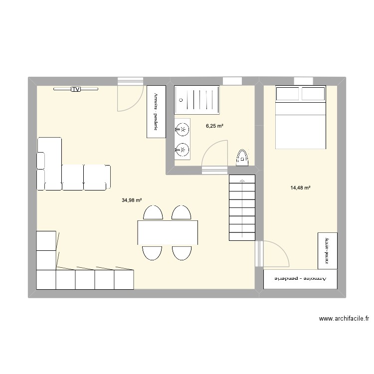 maison Uttenheim. Plan de 3 pièces et 56 m2