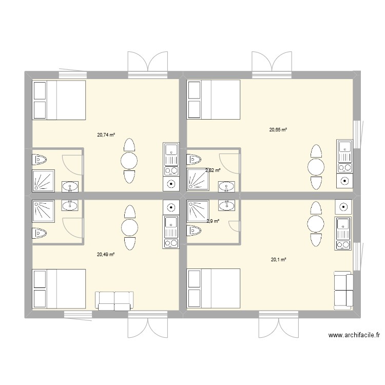 Maison Antony. Plan de 6 pièces et 88 m2