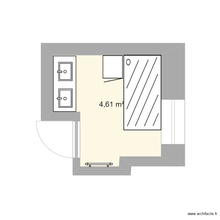 salle de bain. Plan de 1 pièce et 5 m2