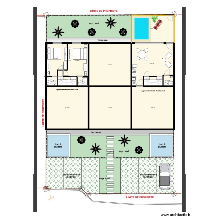 Beauregard plan intérieur bas. Plan de 12 pièces et 227 m2