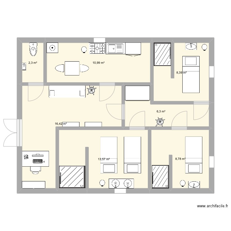 Plan institut . Plan de 7 pièces et 67 m2