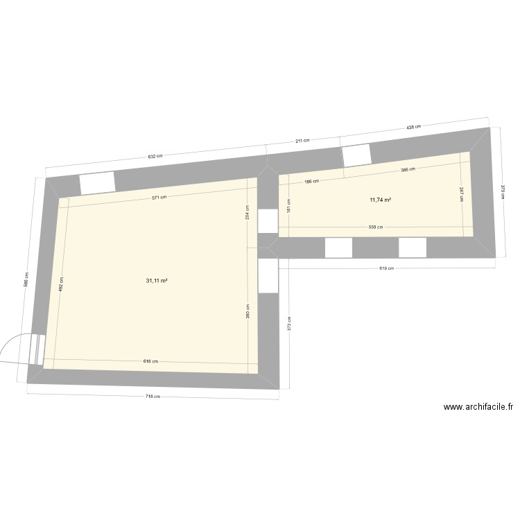 Beauregard_v5. Plan de 2 pièces et 43 m2