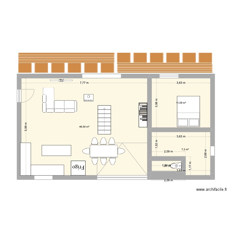 Garage. Plan de 4 pièces et 66 m2