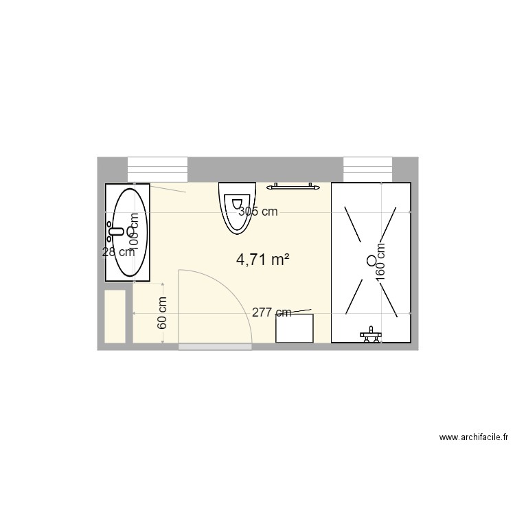 Jonvaux étage. Plan de 2 pièces et 5 m2