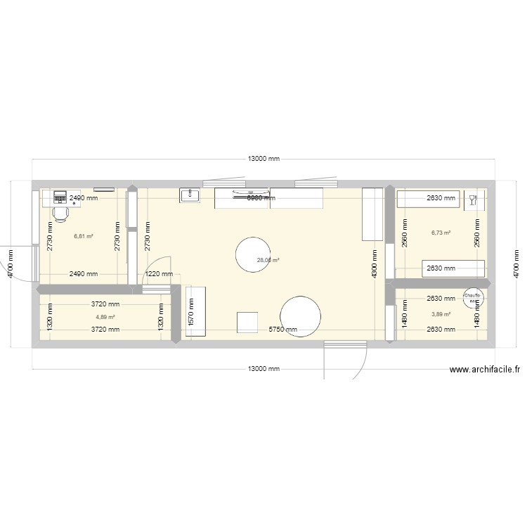 Labo V2. Plan de 5 pièces et 50 m2