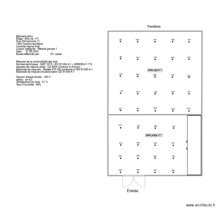 Salle n°1bis. Plan de 2 pièces et 52 m2