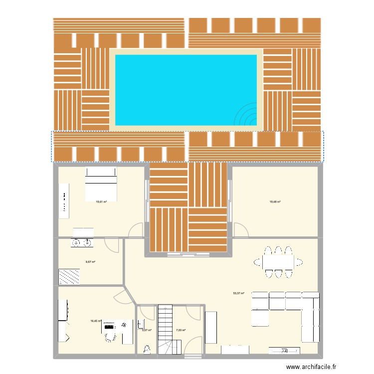 Projet 1. Plan de 7 pièces et 129 m2