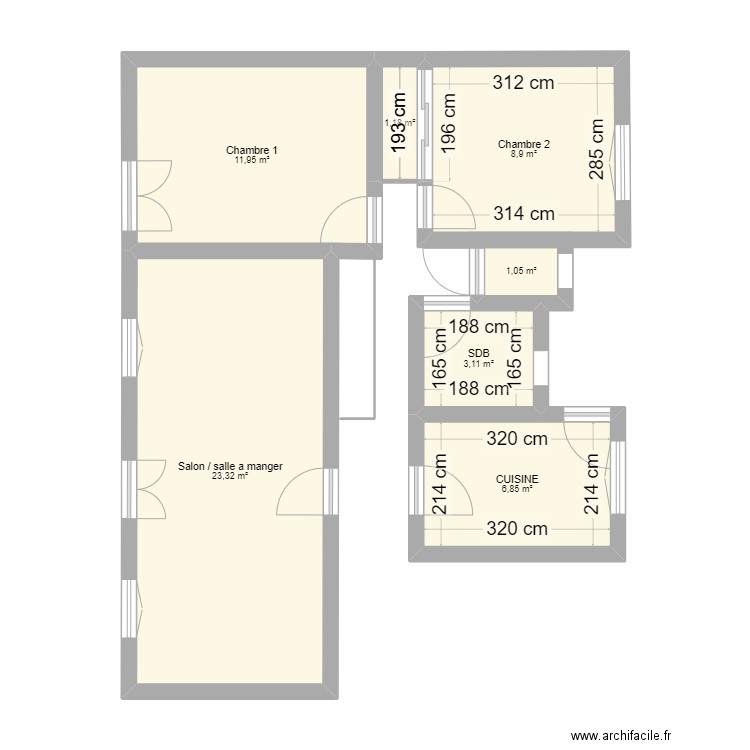 appartement les écrins fini. Plan de 7 pièces et 56 m2