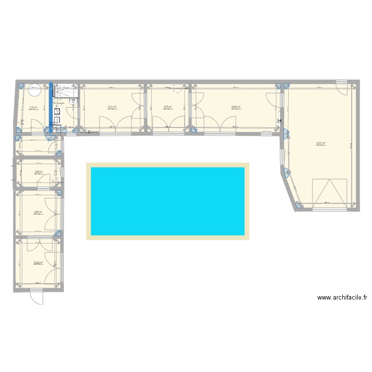 Pool House 2.0 181024. Plan de 9 pièces et 133 m2