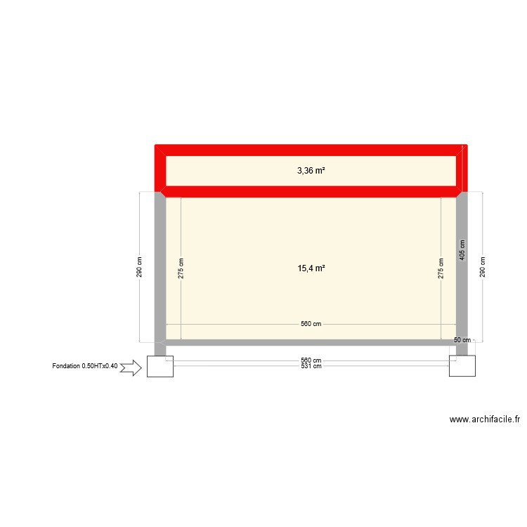 Joye sorrus 2 . Plan de 2 pièces et 19 m2